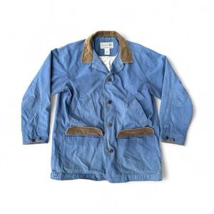 VTG LL Bean Men Size XLT Lined Barn Chore Coat Canvas Field Jacket Corduroy Blue